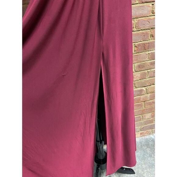 DB Studio Burgundy Spaghetti Strap Jersey Knit Maxi Evening Dress Size 4 - Picture 5 of 9